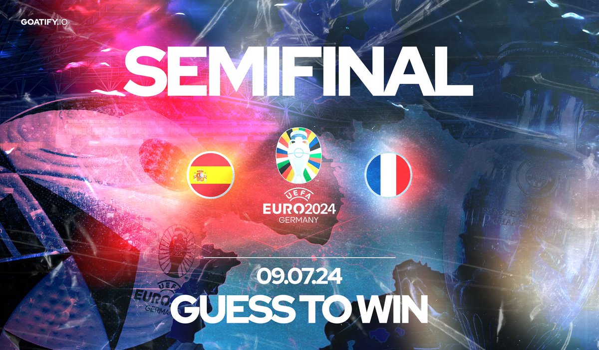 GOATIFY (@goatifyio) on Twitter photo Let's start with a GAME!
Semi-final ๐ช๐ธvs.๐ซ๐ท- 2 winners
Semi-final ๐ณ๐ฑvs.๐ด๓ ง๓ ข๓ ฅ๓ ฎ๓ ง๓ ฟ- 2 winners
Final X vs. X - 4 winners
All you have to do is comment (post) the result of the game.
So this is post 1 of 3 ๐คฉ.
The selected winners will be notified by DM from 15.7.2014. Let's start with a GAME!
Semi-final ๐ช๐ธvs.๐ซ๐ท- 2 winners
Semi-final ๐ณ๐ฑvs.๐ด๓ ง๓ ข๓ ฅ๓ ฎ๓ ง๓ ฟ- 2 winners
Final X vs. X - 4 winners
All you have to do is comment (post) the result of the game.
So this is post 1 of 3 ๐คฉ.
The selected winners will be notified by DM from 15.7.2014.