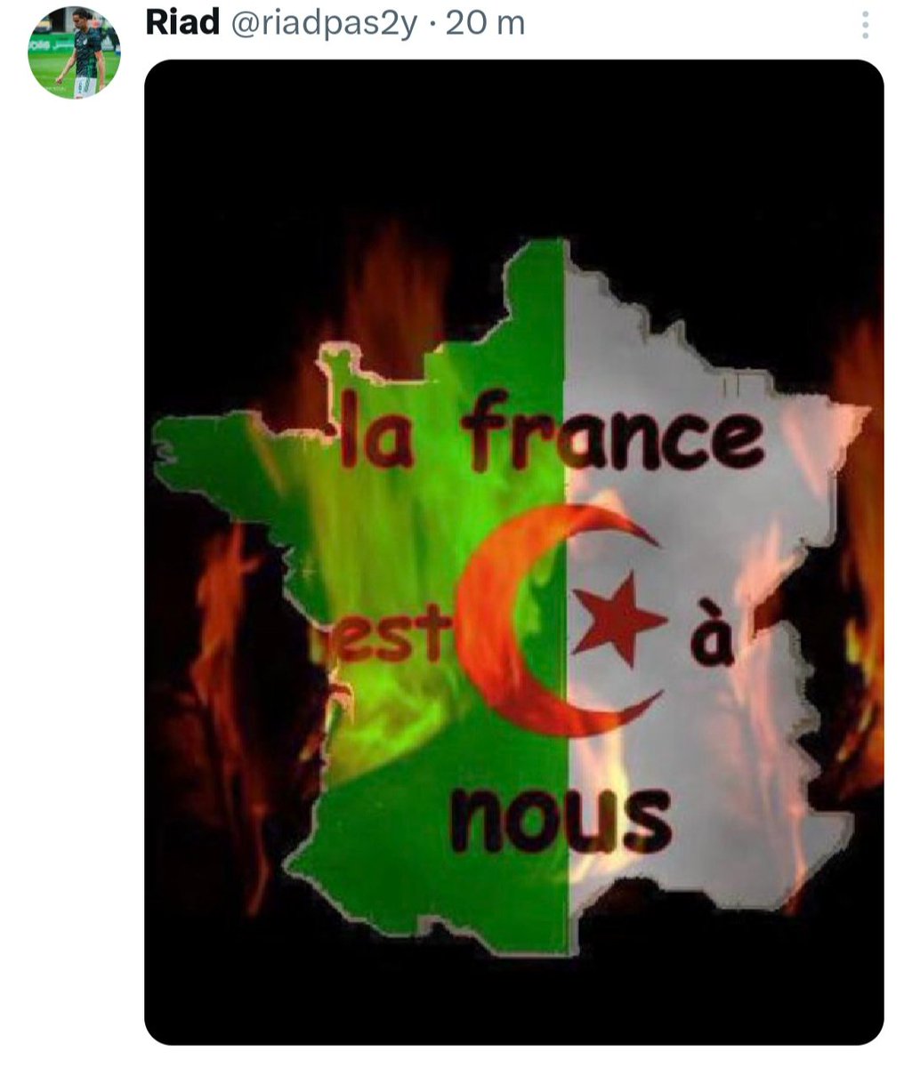 KarimTlemcen_'s tweet photo. Pourquoi ?? Pourquoi vous foutez l'Algérie dans ces histoires... Bande de décérébrés 

Si vous êtes aussi fier d'être dz, venez vivre en Algérie et investir ici ...

Bande d'hypocrites, vous êtes bien contents de vivre en France ... Vous revendiquez l'Algérie que dans le virtuel https://t.co/a7ZcJPyoUG