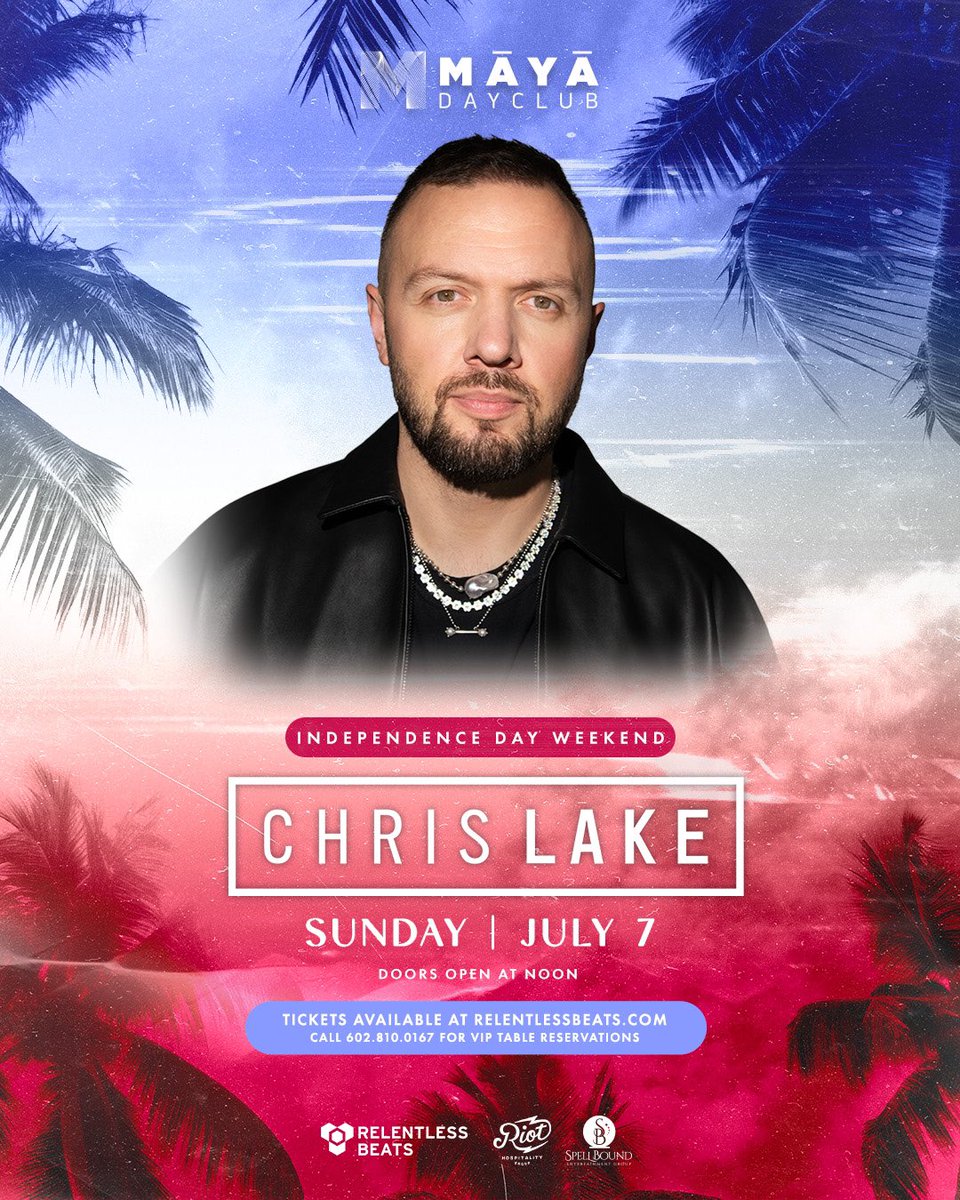 TODAY’S THE DAY ❤️💙 It’s time to rally! We’re closing out our weekend with the legendary <a href="/chrislake/">Chris Lake</a> on the Maya decks 🪩 Only a few tickets remain 🎟️ relentlessbeats.com