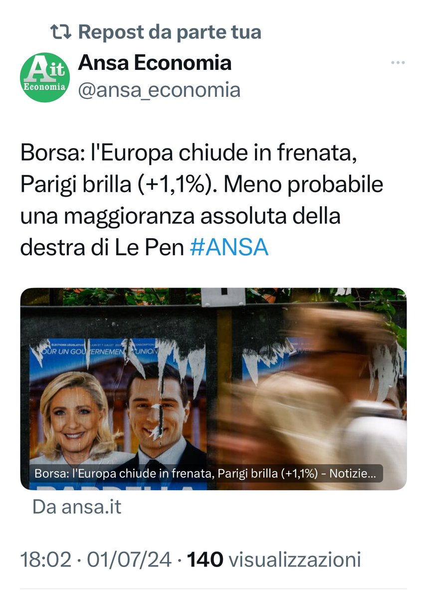 LauraMalfatto's tweet photo. Notizia @ansa_economia di 6 giorni fa. 

#7luglio 
#elezionifrancia 
#francia https://t.co/RaohnTlgbQ
