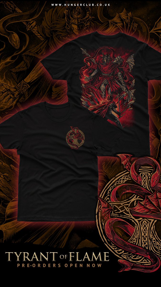 HungerClub's tweet photo. 𝐓𝐘𝐑𝐀𝐍𝐓 𝐎𝐅 𝐅𝐋𝐀𝐌𝐄

END AT MIDNIGHT! 
Pre-order to guarantee your size.

https://t.co/qvGD8OvyDo

#ShadowofErdtree #eldenring #darksouls #messmertheimpaler  #EldenRingDLC https://t.co/5Ull09nuQO