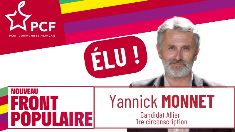 PCF's tweet image. Bravo à Yannick Monnet pour sa réélection !