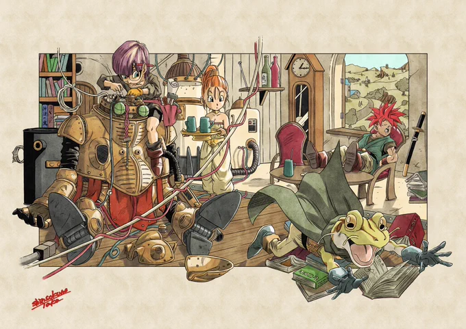 久しぶりの投稿。
依頼の絵ばかり描いてて投稿絵を描く時間が取れない中 少しずつ仕上げました。

このイラストはいつか絶対に描いてみたいと思っていた一枚!

楽しんで描けました。
制作過程動画はインスタのリールとTikTokに投稿予定です。

#クロノトリガー 