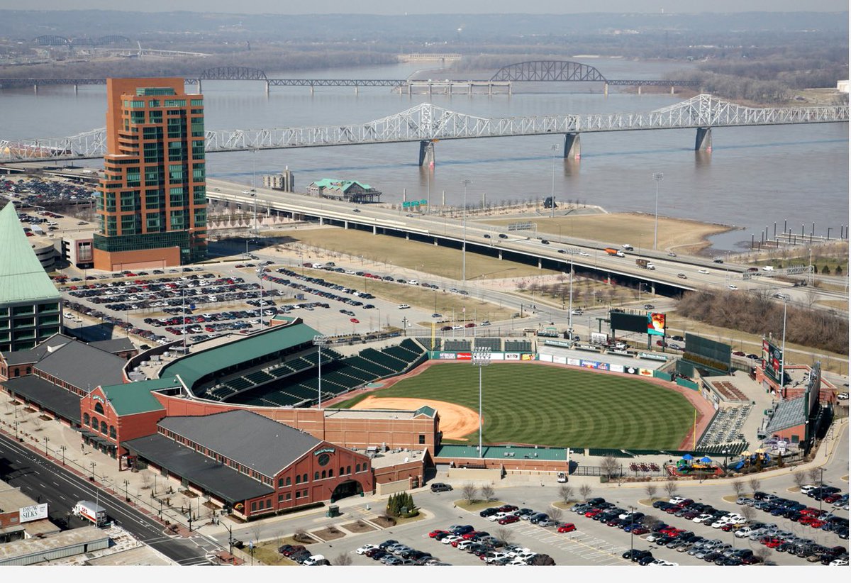 502lance's tweet photo. Louisville Slugger Field is one of the gems of @MiLB. The @LouisvilleBats have an outstanding facility. Here’s a thread of outstanding minor league ballparks starting with this gem on the banks of the Ohio River. https://t.co/iuxQTsa5pP