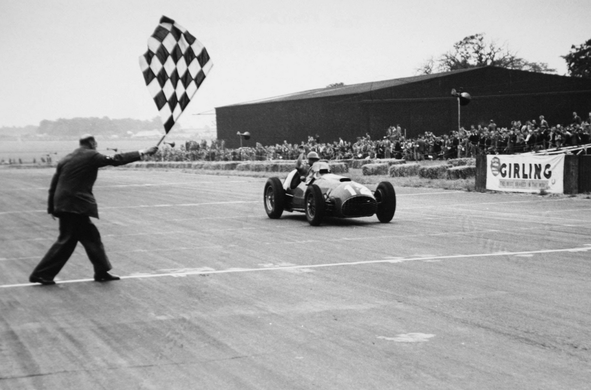 SportStation___'s tweet photo. "FIRST OF MANY" - Ferrari, beloved by Tifosi, had a tough start in F1 with no wins in 1950. Their first victory came at Silverstone, with Argentinian driver José Froilán González finishing P1. https://t.co/fTnNjNMGBu
