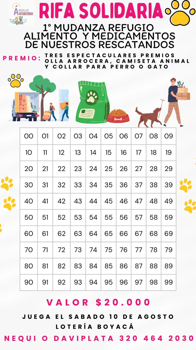 Rescatandoange2's tweet photo. RIFA CON CAUSA MÁXIMA🐶🐱

Amigos esta rifa es muy importante, ahora que viene nuestra mudanza y el pago de arriendo compra de alimento y medicamentos, de verdad nos ayudaría mucho que compraran un número
Precio del boleta $ 20.000
Medio pago Nequi o Daviplata 320 464 2030 🙏🏼🫶🏻 https://t.co/tsxMb25i4l