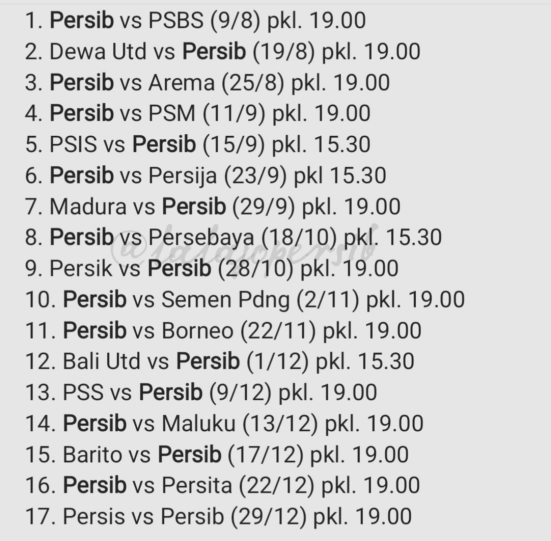 Draf Jadwal #PERSIB Liga 1 24/25 Putaran 1. 🏆