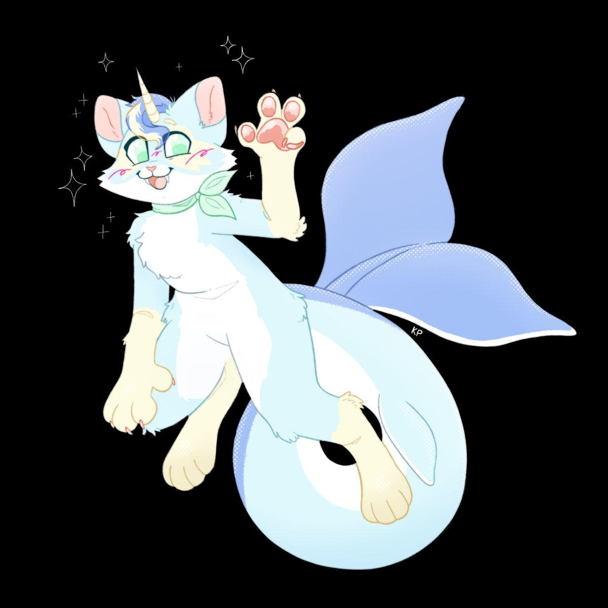 kirbypurrs's tweet photo. my first ever artfight attack goes to @lolipop_lord !! >:) 
💛🩵🤍 https://t.co/reZ3XbdziF