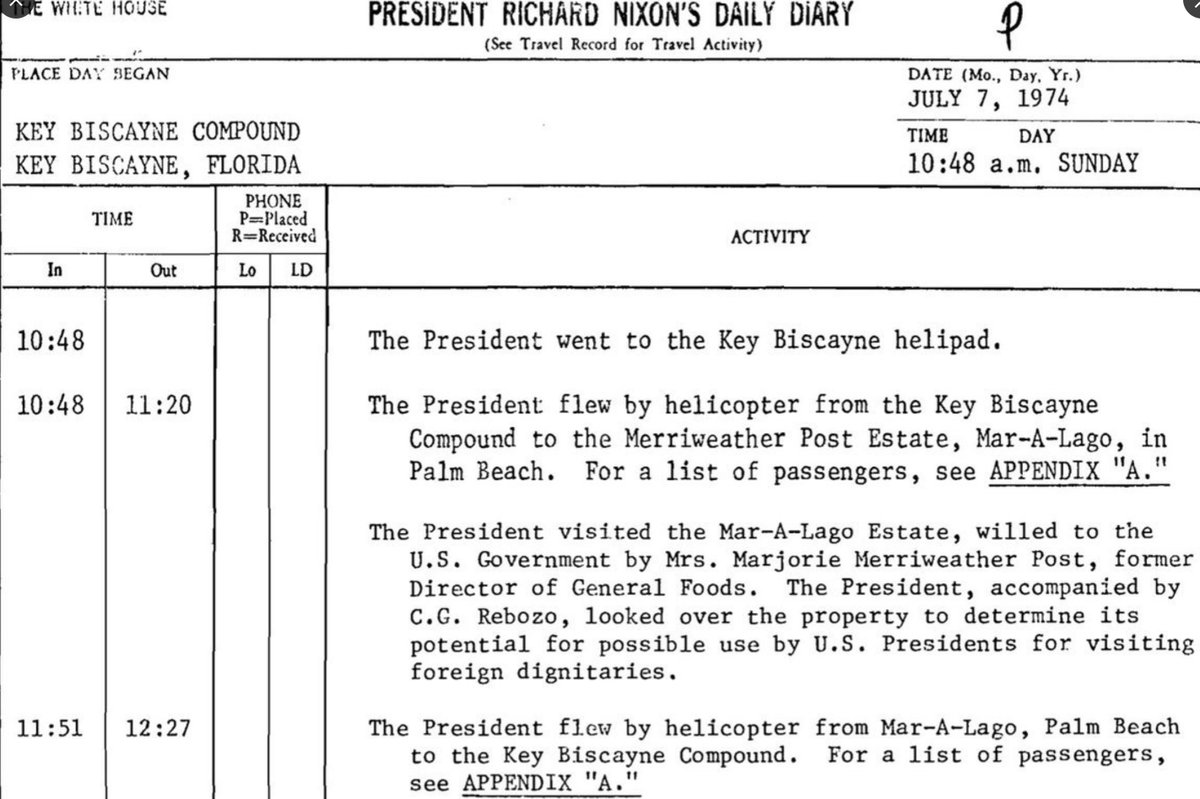 BeschlossDC's tweet photo. Fifty years ago today, a month before he quit the Presidency, Richard Nixon flew by helicopter to Mar-a-Lago: https://t.co/uCPLL6v9rG