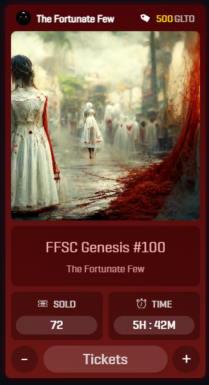 FortunateFewNFT's tweet image. #FFSC: Genesis Raffle #64/150 finishes in 5 HOURS! 

With Raffles exclusively on @Gelotto2, the only way to "MINT" one of these is to win the Raffle!

👉FP: 25k STARS
💳Last Sale: 15K STARS 

🎟️Raffle ticket price: 500 GLTO (0.50 USD)

- 90% of Raffle Proceeds go to Genesis