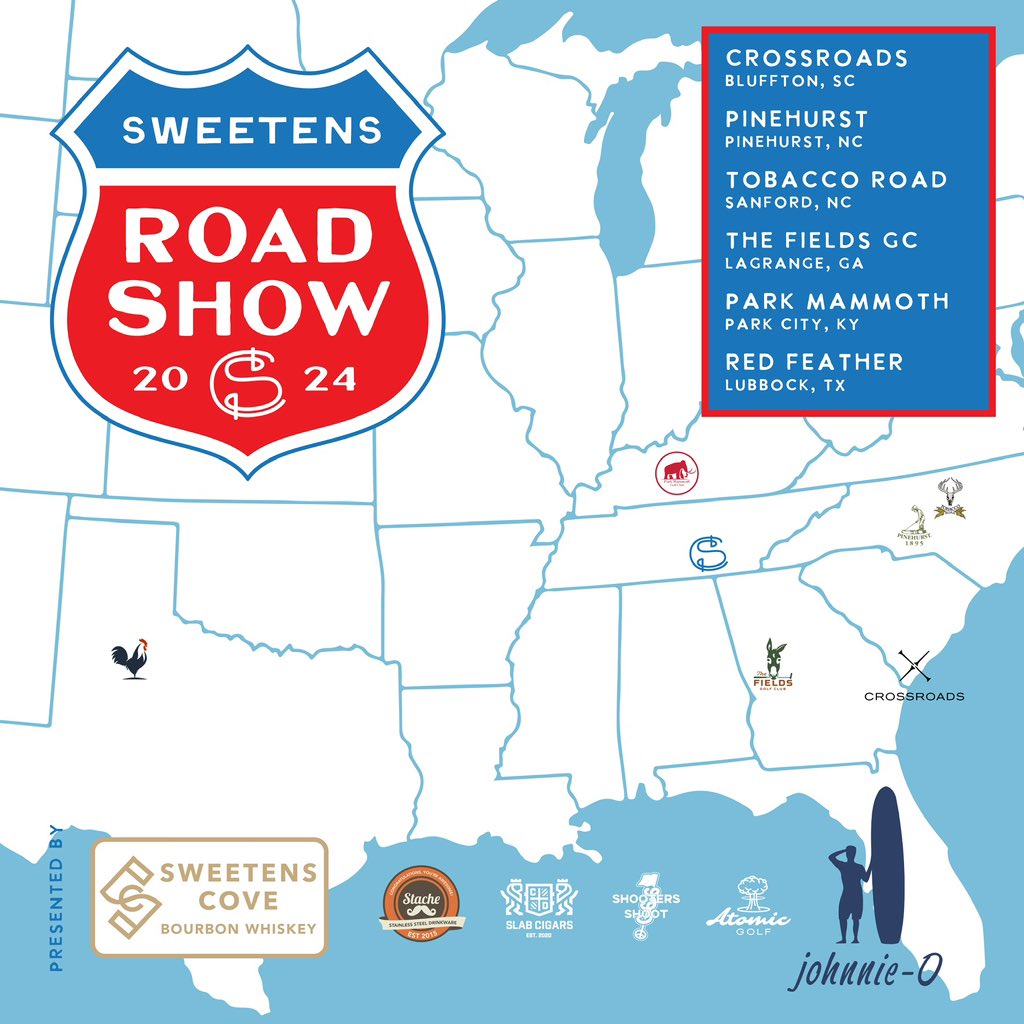 SweetensCove's tweet photo. Since we are re-grassing for the summer we have decided to keep our Sweetens vibe alive. Introducing the Sweetens Road Show. We are taking double pins, unlimited loops, food, swag, large groups and oh yeah some bourbon to six venues. Check out the website for more info!
#iykyk https://t.co/6MtO6jJV24