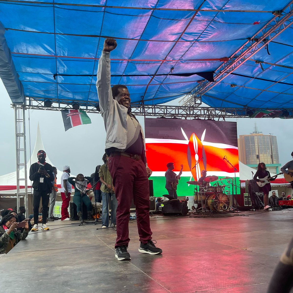 Senator Okiya Omtatah at the Shujaaz Memorial Concert at Uhuru Park