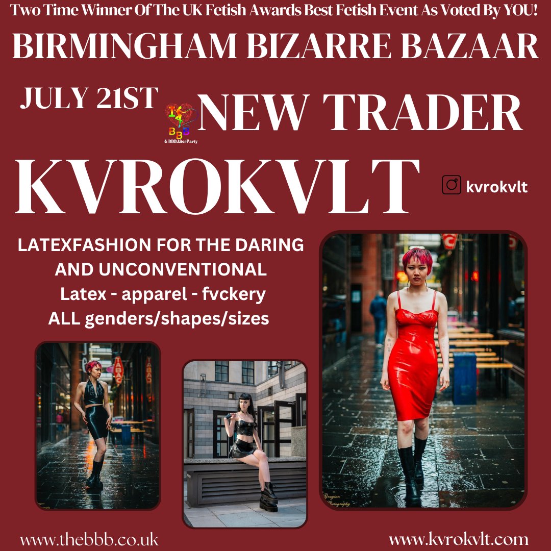 BBBAltFetBazaar's tweet photo. NEW TRADER ALERT!!
Welcoming a wonderful new latex trader kvrokvlt who will be joining us for JULY 21st!
#latex #latexfashion #latexwearing #newtrader #exciting #love #newandshiny #meetthemakers #trader #spotlight #ourtraders #learnabouttheproducts #askadvice #tradersupport https://t.co/kWZqnBA26v
