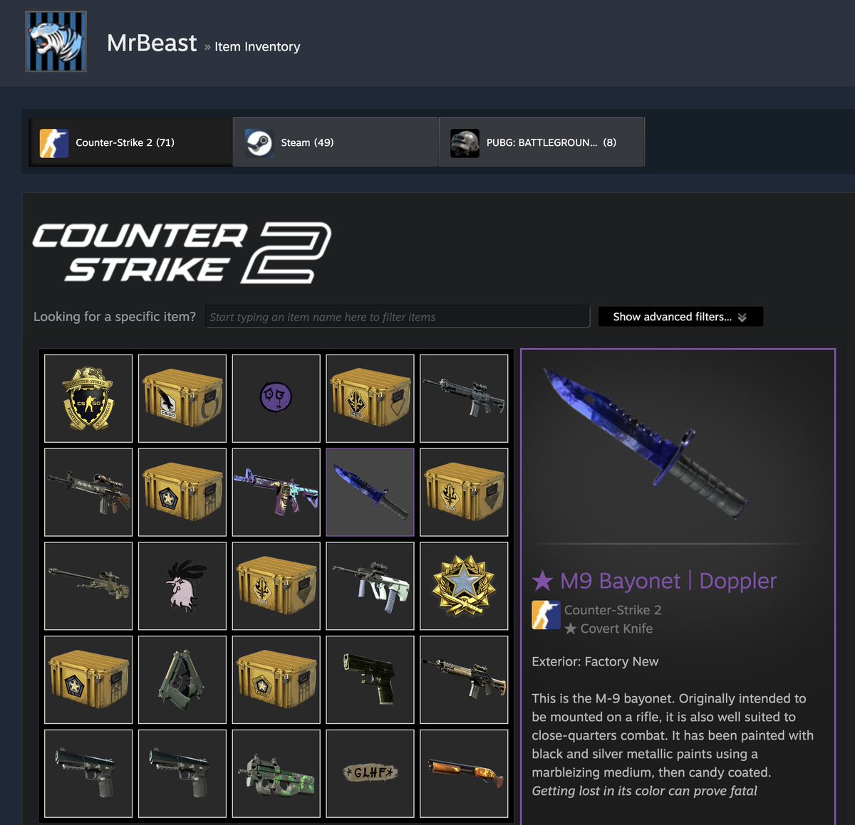 SkinBid's tweet photo. Imagine a US President that owns an M9 Bayonet | Doppler Phase 4 (Factory New) https://t.co/ehuUAI9W24