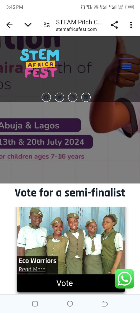 stemafricafest.com/steam-pitch-co…
Concerning the stem Africa fest competition,we need your votes for my school Aguda senior Grammar School to get to the final round. Please vote for us by clicking the link above. The voting name is ECO-WARRIORS. Thank you