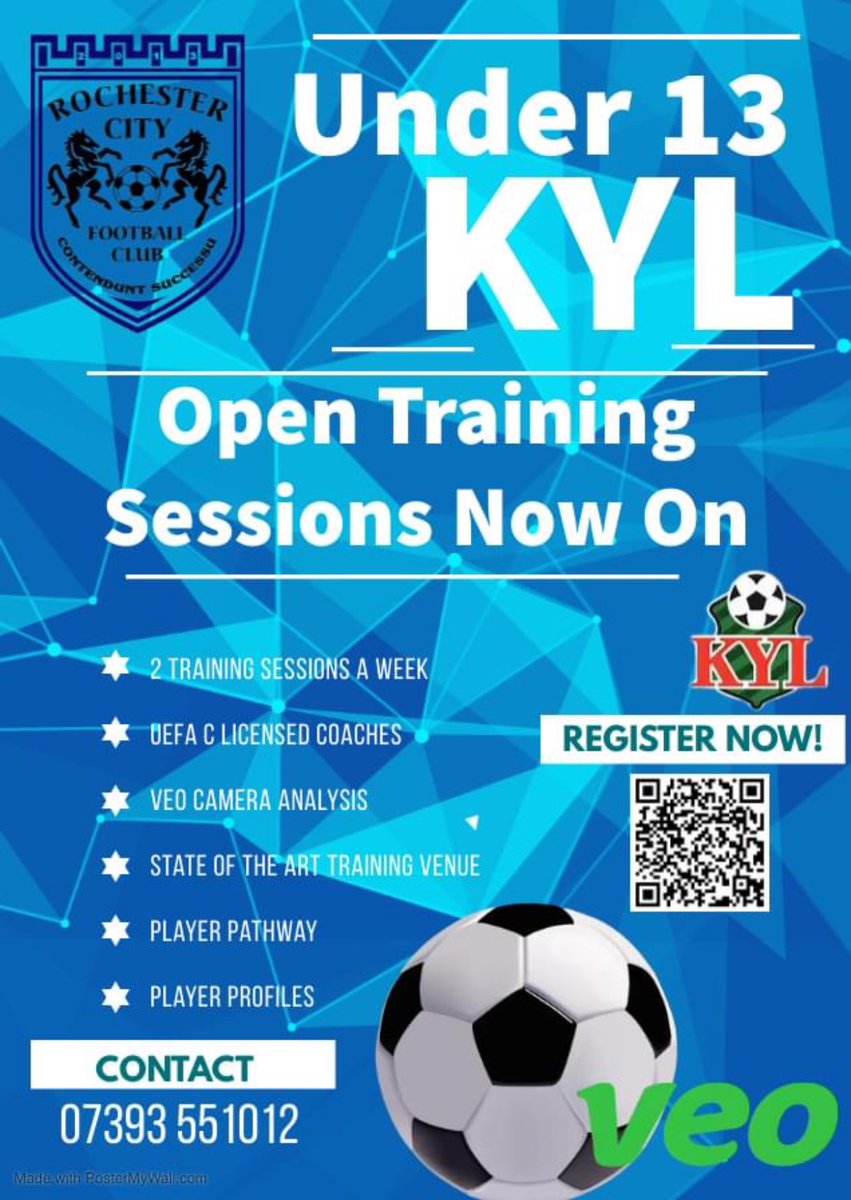 AdvancedFootba1's tweet image. ARE YOU THE MISSING LINK?
Our Under 13 KYL Team looking for a defensive player to complete the squad.
If your Son is a Current School year 7 and is looking to Level Up.

To Register click on the link below 
form.jotform.com/240362974353358

Or WhatsApp 
07393 551012