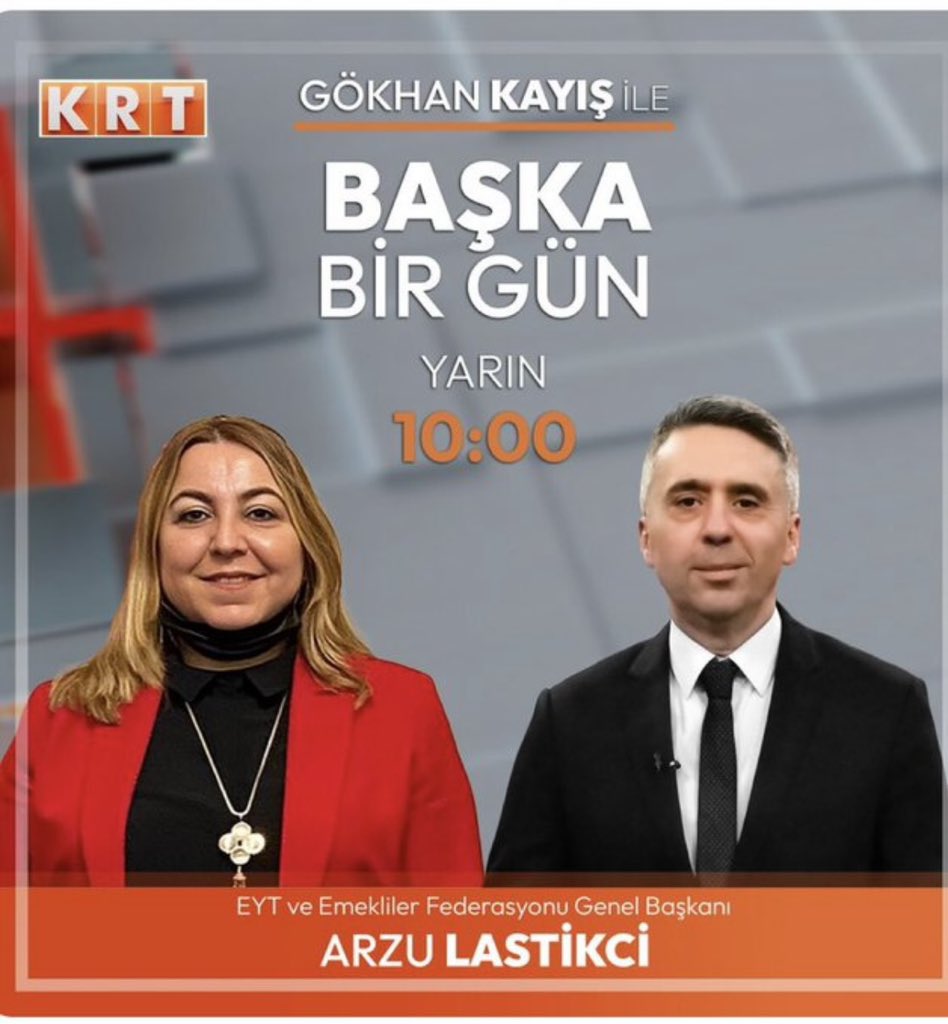 08 Temmuz Pazartesi (yarın)
Saat:  08.00 de

<a href="/KRTCANLI/">KRT TV</a> Sayın Gökhan KAYIŞ 'ın <a href="/gkayis/">Gokhan Kayis</a> sunduğu #BaşkaBirGün programının konuğu olacağım.

İzlemeniz dileği ile.

#5000KısmiİktidaraÖfkeli
#EmekliYoksaSeçimVar

<a href="/EytEmeklilerFed/">EYT VE EMEKLİLER FEDERASYONU</a>   @EytSydDer
