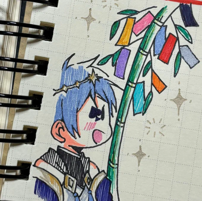 TLに山盛り溢れる星デュのおかげで良い夢見れそう お休みなさい(スイカ以外も描いといた!) 