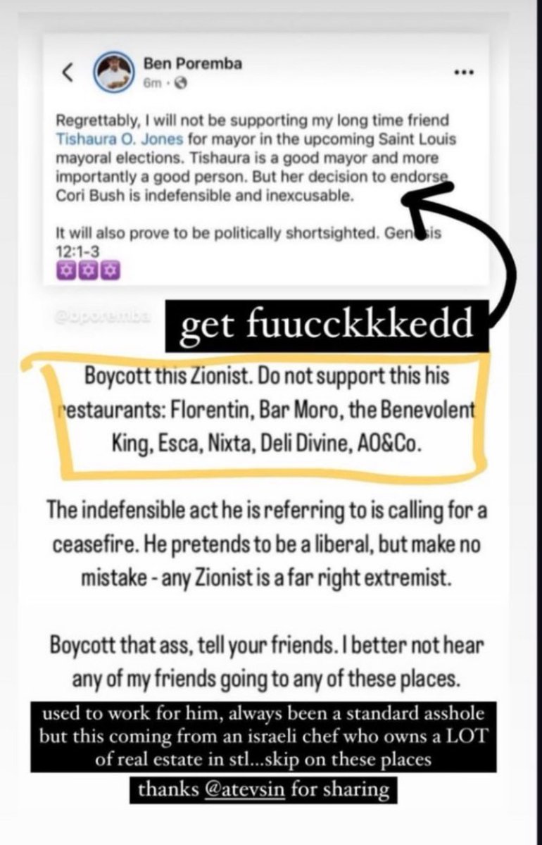 remroya's tweet photo. I’m ok with Zionists blatantly exposing themselves, I’d always rather know not to support them or their businesses ever again! Bye @BenPoremba! https://t.co/uMYXINRk76