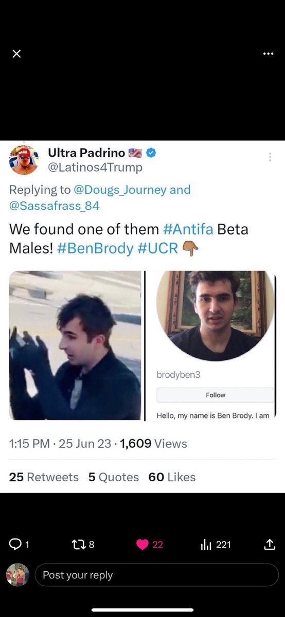 <a href="/hodgetwins/">Hodgetwins</a> Ben Brody; went to school in California, associated with ANTIFA, and wants to "Work for the Government"....🤦🧐