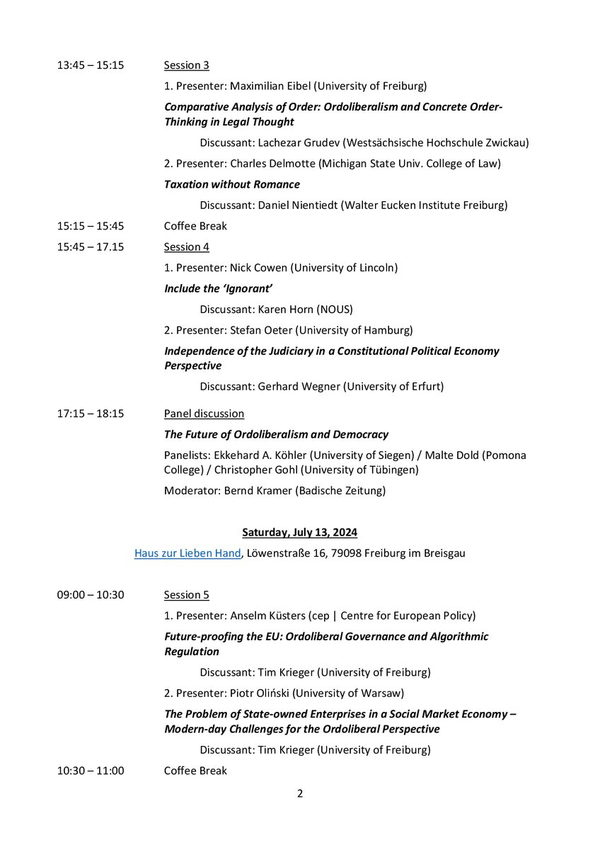 TimKriegerFR's tweet photo. On Friday, the 2nd workshop "#Ordoliberalism: The Next Generation" will start @UniFreiburg:
Some great young colleagues will present their new papers. Looking forward to our discussions!
@OrdoliberalBG @karenilsehorn @MalteDold @Lars_Feld @EuckenInstitut #EconTwitter #ConTrans https://t.co/9cTYYKAwbn