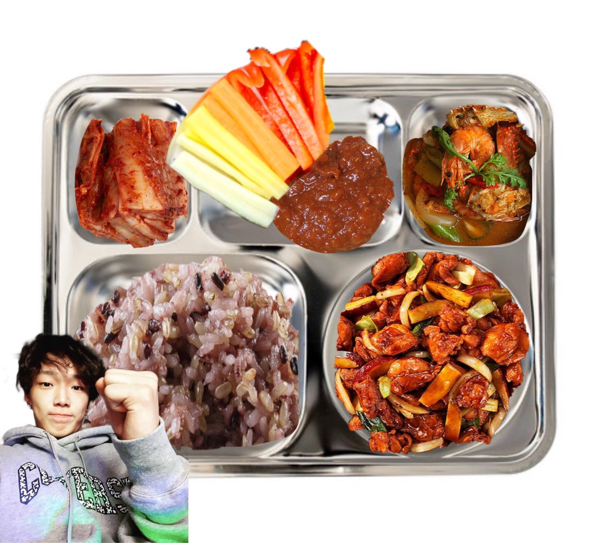 Bobbmukza's tweet photo. #바비 의 식판
🪖24.07.08 중식

잡곡밥
꽃게탕
닭갈비
모듬야채&amp;쌈장
배추김치

오늘도 화이팅 🩷 https://t.co/dIRACiPvVS
