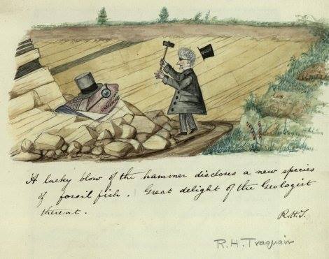 Geology_History's tweet photo. "A lucky blow of the hammer discloses a new species of fossil fish. Great delight of the Geologist thereat." 🐟
Professor Ramsay Heatley Traquair's self-portrait, 1861 https://t.co/21dJU8wEH9