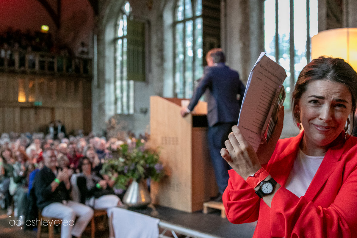 peterjukes's tweet photo. Fantastic shot by @ashleygrebphoto of @RosieisaHolt leaving @JonathanPieNews at the end of The Bad Press Awards at @BylineFest https://t.co/tPI6WQwn2A
