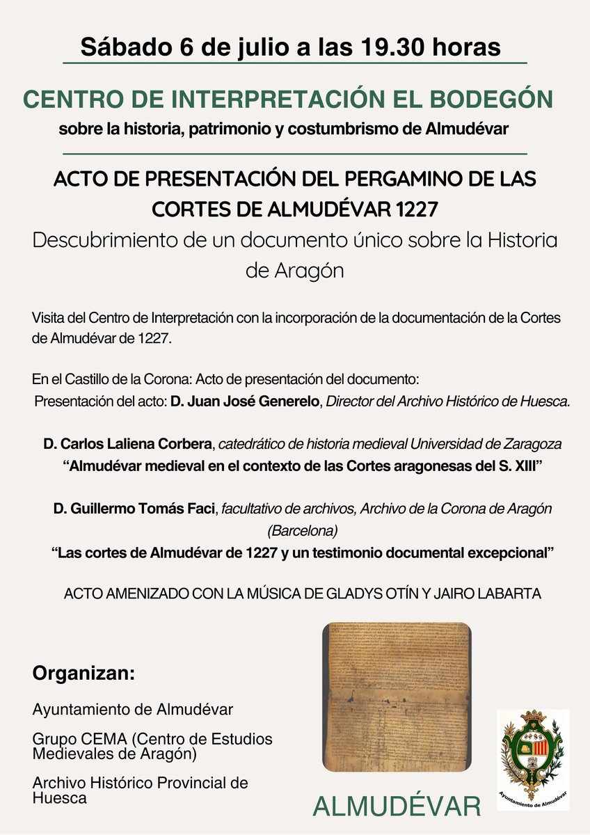 cema_investiga's tweet photo. Ayer sábado 6 de julio tuvo lugar una jornada cultural organizada por el ayuntamiento de Almudévar (Huesca) y el grupo CEMA sobre las Cortes de Almudévar de 1227. Asistieron más de un centenar de personas con una gran participación. https://t.co/1EeXoNeU5b