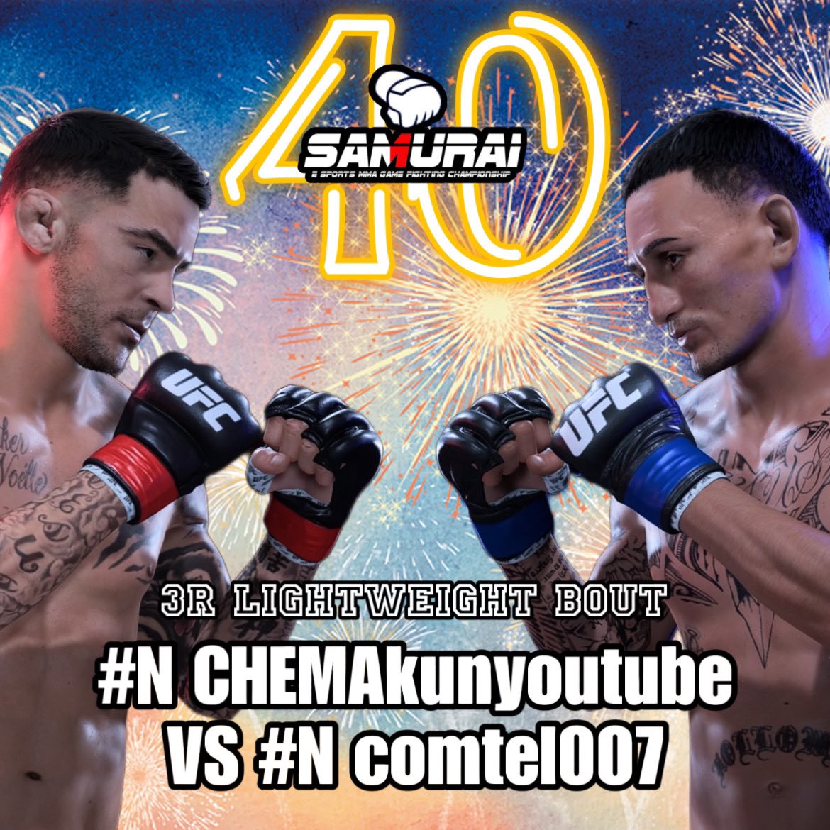 SAMURAI_MMAGAME's tweet photo. @KING_GORILLA_04 @AntonioJrBLACK @oZtiis_fufu <FIGHT CARD>
#SAMURAI40
3R Lightweight Bout
#N @kakutogifanMMA 🇯🇵
🆚
#N @comtel00007 🇰🇷
#ufc5
#UFC5
#SAMURAIUFC https://t.co/BaPNJHP5O8