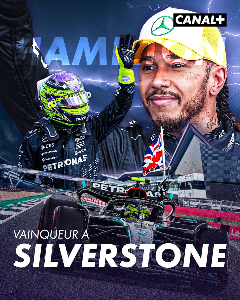CanalplusF1's tweet image. LEWIS HAMILTON S’IMPOSE À SILVERSTONE 🤯🇬🇧

Presque 3 ans après sa dernière victoire en Arabie Saoudite, le septuple Champion du Monde renoue avec la victoire ! 🏆

IN-CRO-YA-BLE #F1 #BritishGP