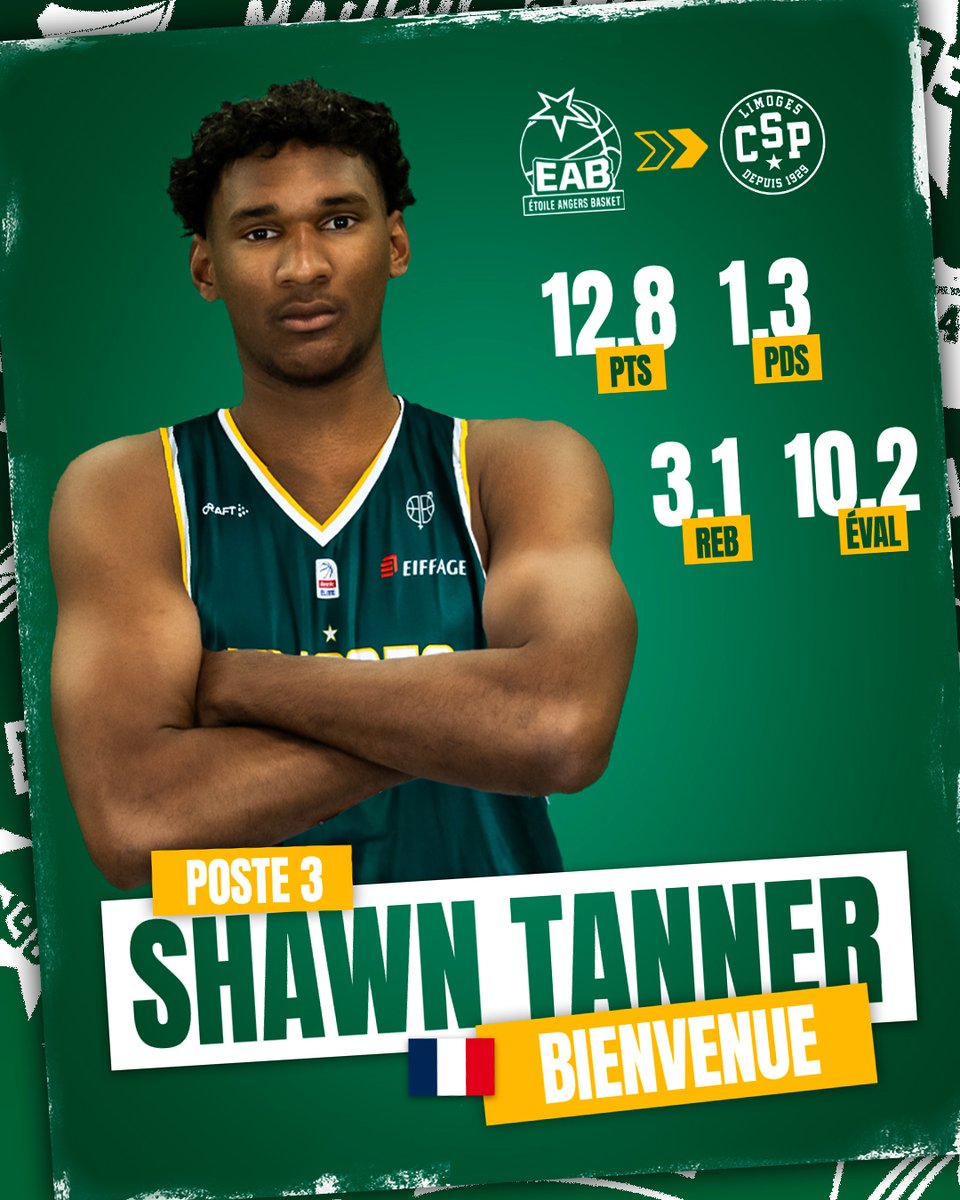 limogescsp's tweet photo. ✍️ 𝗦𝗵𝗮𝘄𝗻 𝗧𝗮𝗻𝗻𝗲𝗿 est la première recrue du mercato Limougeaud 💚 L'ailier de 23 ans s'est engagé pour 3 saisons.

Il sera cependant prêté en Pro B l'an prochain.

L'article 👉 https://t.co/oJjBzWzlif https://t.co/soZBcYJ9To