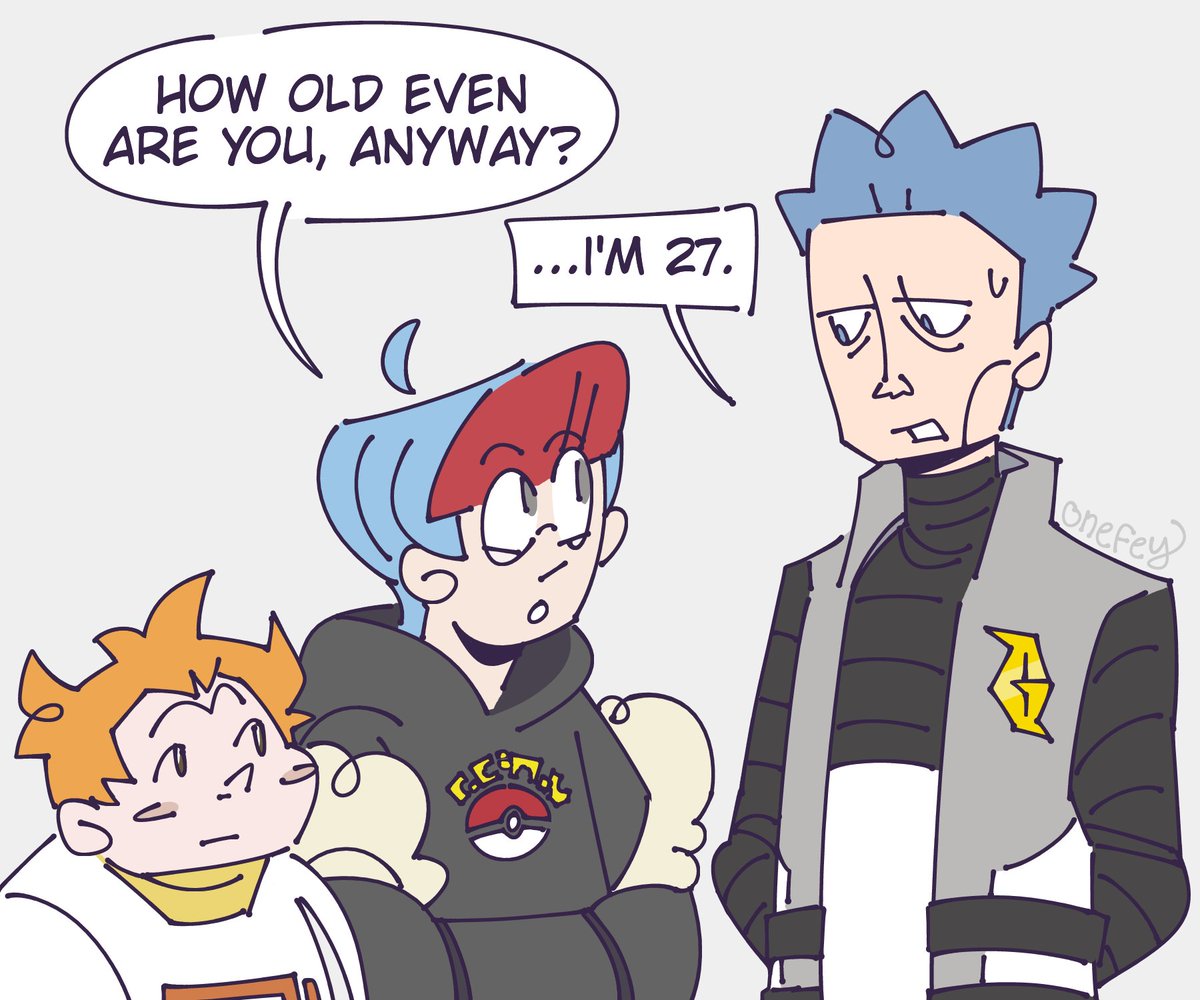 the_onefey's tweet photo. silly pokemon masters comic bc i'm normal about cyrus and penny and sophocles (lie) . kids these days just don't think 27 is as shockingly young as they used to... #pokemon #pokemas #pmex https://t.co/eRF02U5SQj