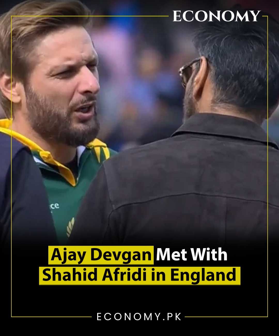 Economy.pk on X: "Ajay Devgan Meets Shahid Afridi in England https://t.co/ni4mwclHpJ" / X