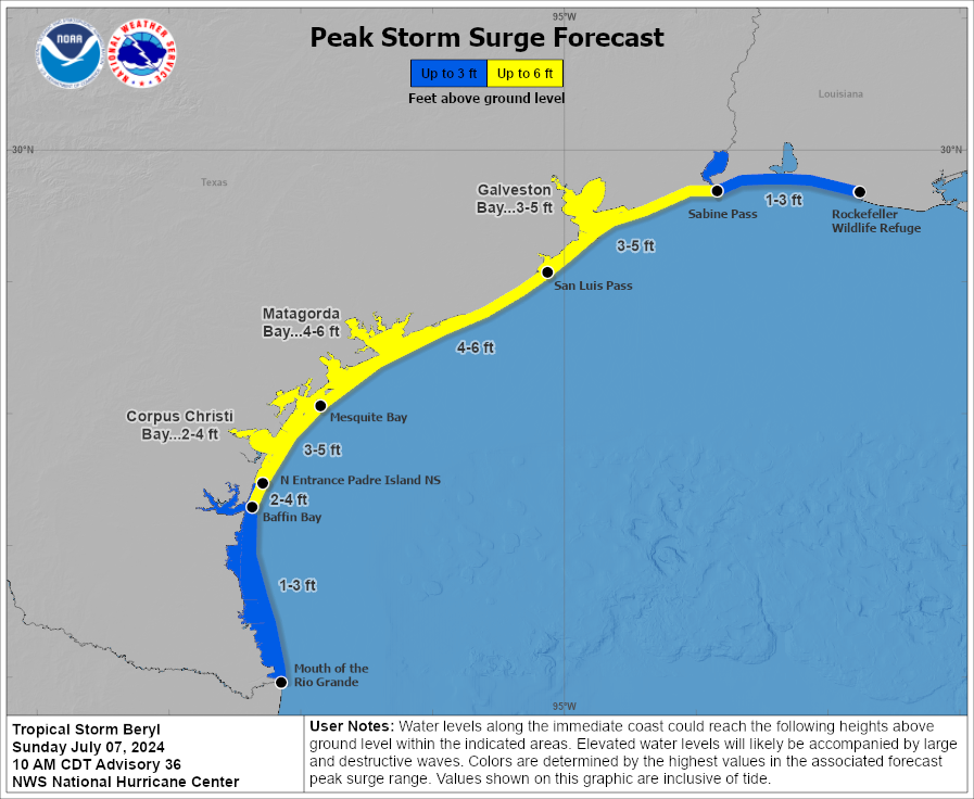 NWSCorpus's tweet photo. We are starting to see water levels rise as #Beryl inches closer to the Middle Texas coast. A Storm Surge Warning remains in effect for much of our coastline.

Stay safe! Seagull Condos

📷: Seagull Condos https://t.co/We69FWgjGs