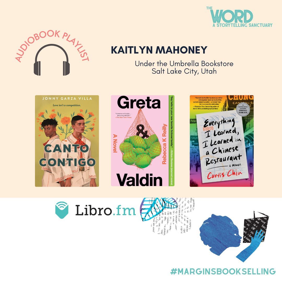 We’re collaborating with @Librofm to highlight booksellers &amp; their fav audiobooks. Kaitlyn Mahoney (they/she) owns <a href="/UTUBookstore/">🌈 🏳️‍⚧️ Under the Umbrella Bookstore 🏳️‍⚧️ 🌈</a>! They recommend Canto Contigo, Greta &amp; Valdin, and Everything I Learned, I Learned in a Chinese Restaurant. (1/3) #MarginsBookselling