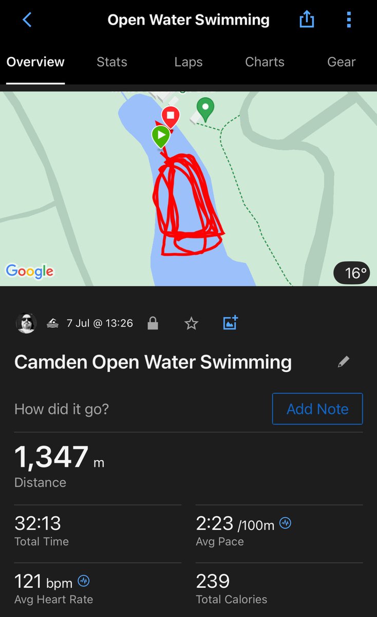 Swimmin’ in the rain at lunchtime.