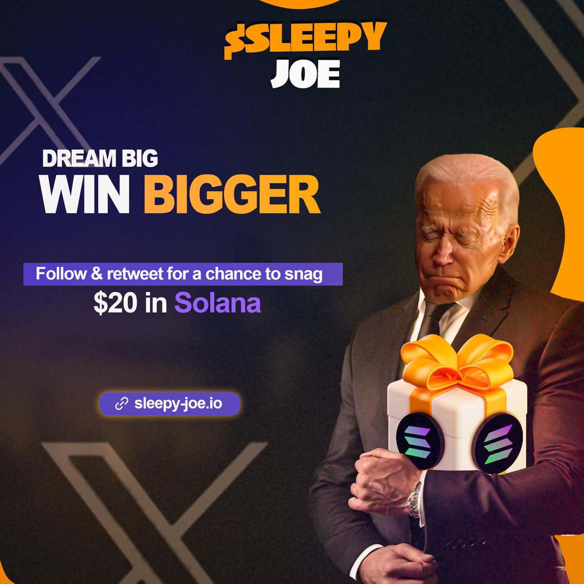 Sleepy_JoeCoin's tweet photo. 🚀🌙 Hey SleepyJoe fans! Want to snag $20 in Solana? 😴💸

Follow &amp; retweet for your chance to win! We’ll randomly select a winner in 48 hours. Keep an eye on your DMs—you might just wake up richer! 🤑

#SleepyJoeCoin #SleepyJoe #CryptoNap #DreamBig #WinBig #Solana #Airdrop https://t.co/8VLs6iR5YG