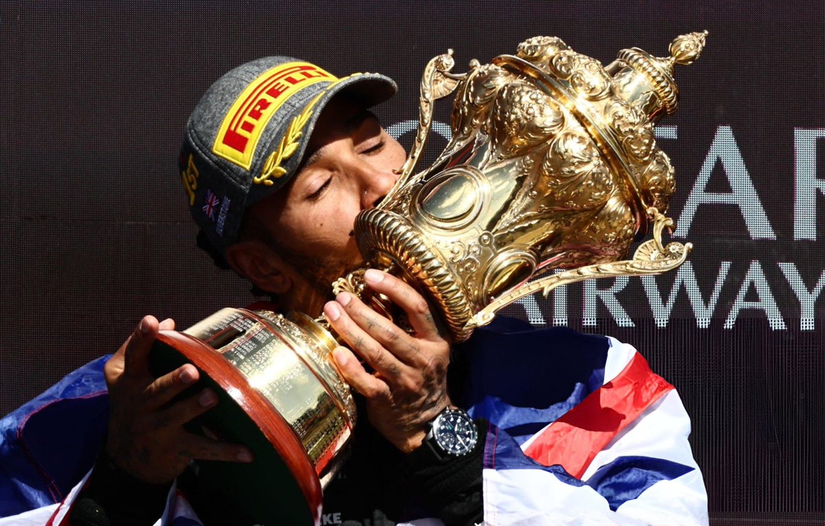 MoliMol70784969's tweet photo. It was a wonderful day.  Congratulations, you were great. Records Lewis Hamilton has broken today:

- most podiums
- most wins
- most wins at one track 
- first driver to win a race after 300 race starts
#BritishGrandPrix #britishGP #F1 https://t.co/RlGokMLyCC
