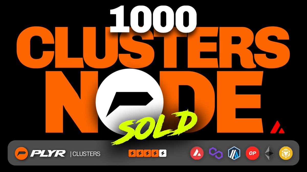 Hi PLYRs! 

🔥 Epic Alert: We’ve just powered through the 1,000 Cluster Nodes mark!

The real game begins now—Cluster Staking is live! Assemble your arsenal and stake your claim in the arena of rewards. 

Ready to make your legend? Let the games begin! #PLYR #BlockchainGaming