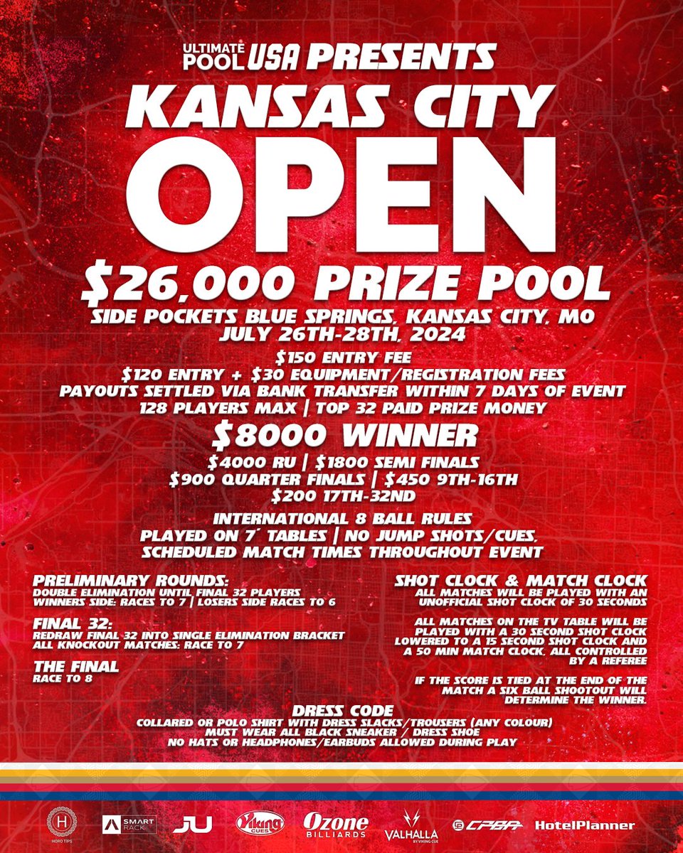 Ultimate Pool USA (@ultimatepoolusa) on Twitter photo ๐๐ฃ๐ก๐ฎ ๐ฏ๐ฌ ๐๐ก๐๐๐๐จ ๐๐๐ข๐๐๐ฃ๐๐ฃ๐ ๐บ๐ธ ๐ฑ
Time is running out to get your entry in for the Kansas City Open. There are only 30 space left, and the closing date is July 19th.
๐ฝ๐๐๐ ๐๐๐๐ ๐๐๐๐๐: ultimatepoolusashop.com/products/kansaโฆ ๐๐ฃ๐ก๐ฎ ๐ฏ๐ฌ ๐๐ก๐๐๐๐จ ๐๐๐ข๐๐๐ฃ๐๐ฃ๐ ๐บ๐ธ ๐ฑ
Time is running out to get your entry in for the Kansas City Open. There are only 30 space left, and the closing date is July 19th.
๐ฝ๐๐๐ ๐๐๐๐ ๐๐๐๐๐: ultimatepoolusashop.com/products/kansaโฆ