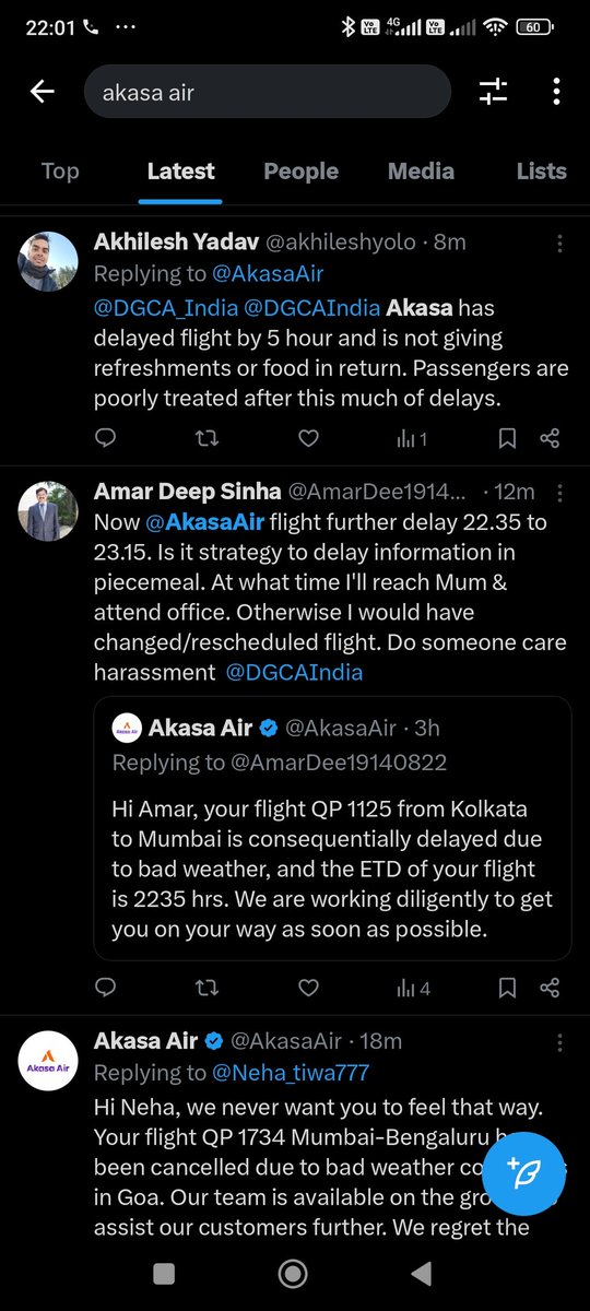 tiwari1707's tweet photo. @AkasaAir @DGCAIndia @DelhiAirport @JM_Scindia Kolkata, Mumbai, Delhi every place is the same situation with @AkasaAir .. Customers are complaining but there is no one to listen to.. https://t.co/ocV0xIDner