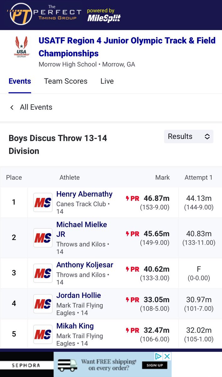 HenryAbernathy7's tweet photo. Junior Olympic region championship!!
Discus-🥇with a new pr of 153’9”
Next stop is Nationals @TAMU 
AGTG for everything he’s done for me this season @CoachTCanesTF @CanesTrackClub @CoachScott_FB @CoachScottIEC @usatf https://t.co/gxGdPSfVzu