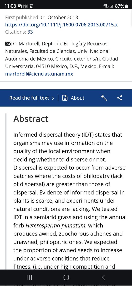 JoeySantore's tweet image. This is insane. A species of Asteraceae (Heterosperma pinnatum) changes what kind of seeds it produces according to local growing conditions. If conditions are lousy, seeds with wind-dispersal structures are produced so the next generation can get the hell out of there.