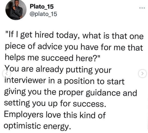 tohire_ng's tweet photo. This will save you from receiving another rejection email.

After a job interview, you'll be asked, "Do you have any questions for us?" 

DON'T EVER SAY NO, except you're not interested in the job!

Here are likely INTERVIEW QUESTIONS you can ask your interviewers: 1/2

👇👇👇 https://t.co/4C1cwNulCh