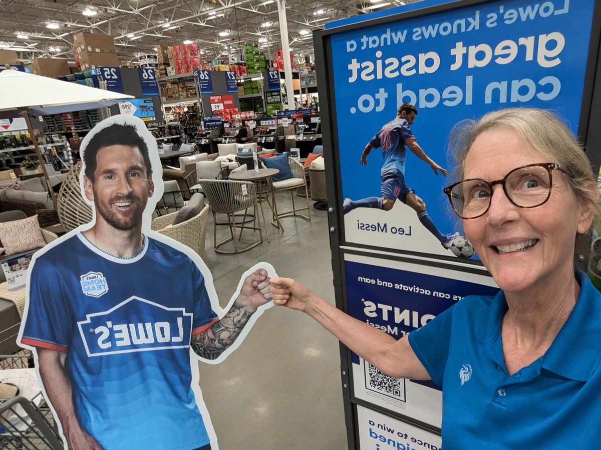 SIAShew's tweet photo. @Lowes loving the @messiassists  promotion. Argentina in the semi finals! Fist bump from my son in law, niece, daughter and me.
@ashleyshoo @nickbielski https://t.co/176pZpNnmF