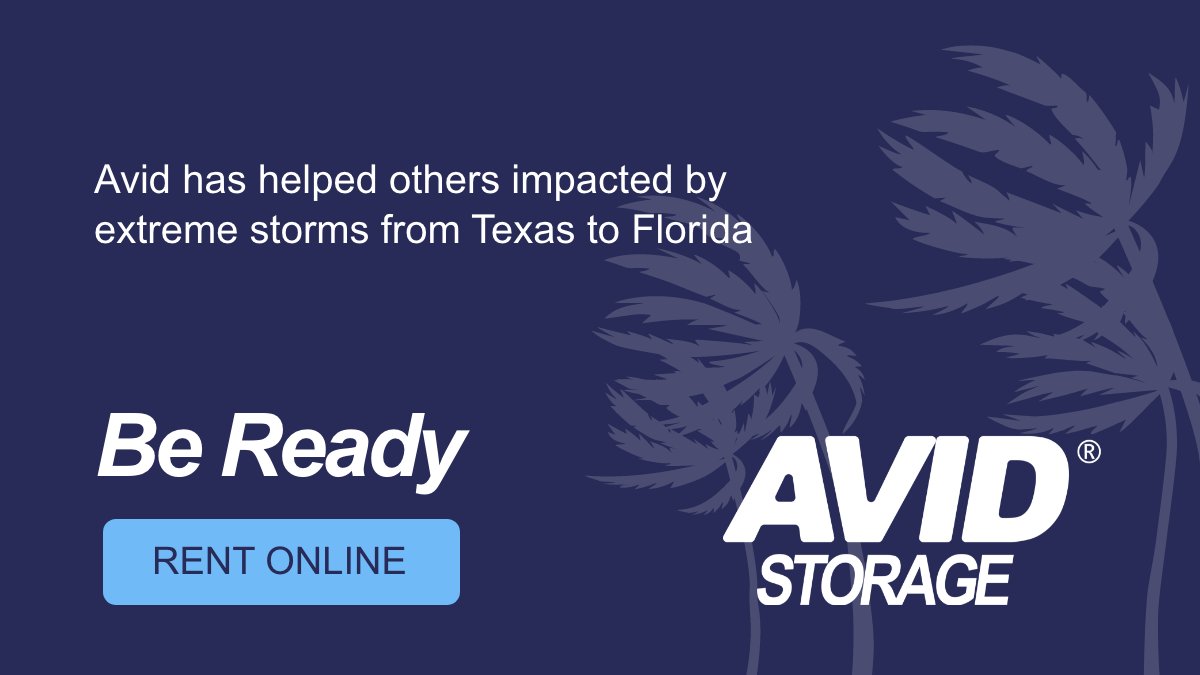 Hurricane Beryl is heading towards Texas. If you need assistance or have concerns about your storage unit, our team is here to help. Stay tuned to local news for updates, and remember, we're here if you need us.

Stay safe out there!

#HurricaneBeryl

avidstorage.com/texas-location…