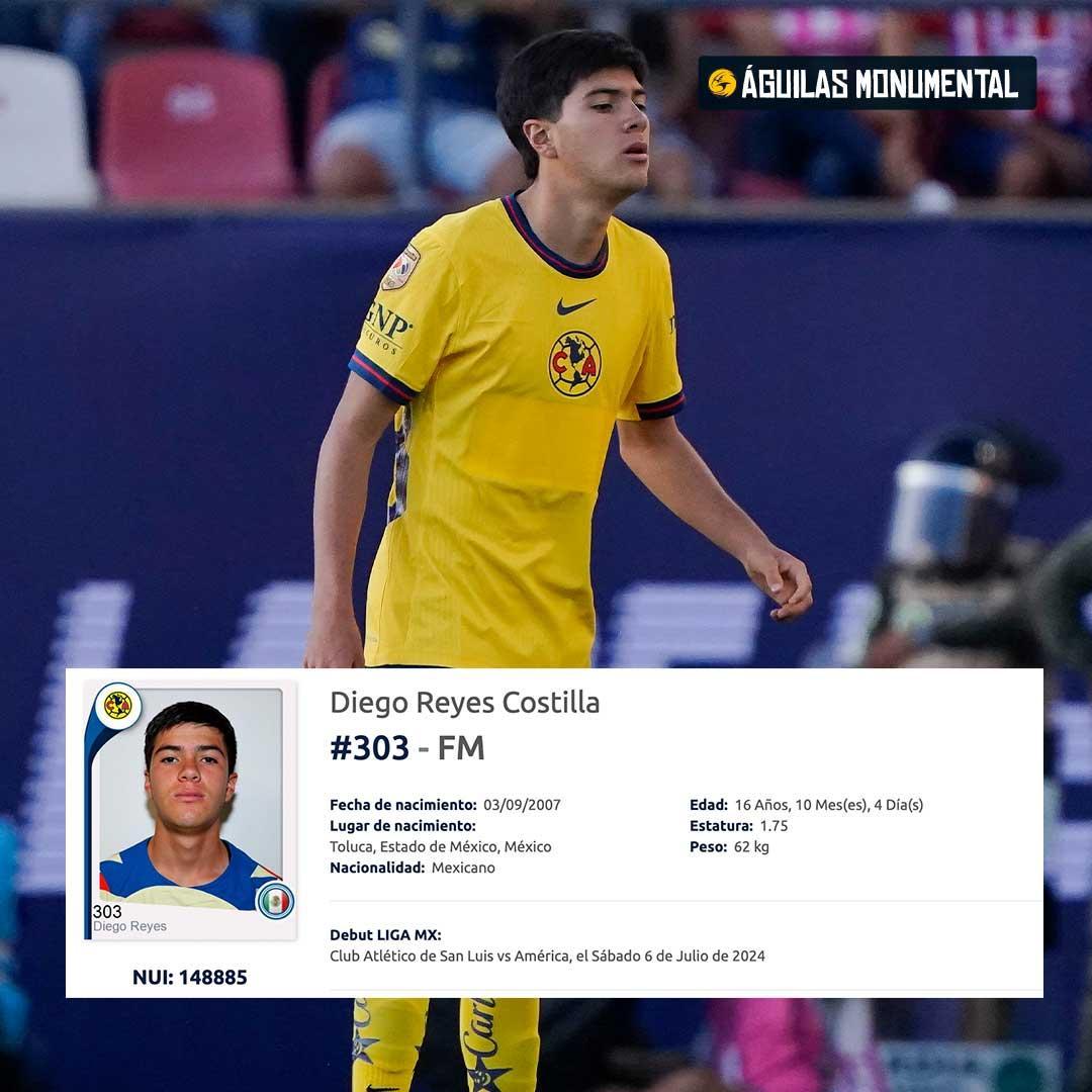 SE PERDIÓ, PERO... la buena noticia es que el América se atrevió a debutar  a Diego Reyes, delantero de 16 AÑOS, que la rompió con la Sub-17 el torneo  pasado. Incluso le, image size:1080x1080