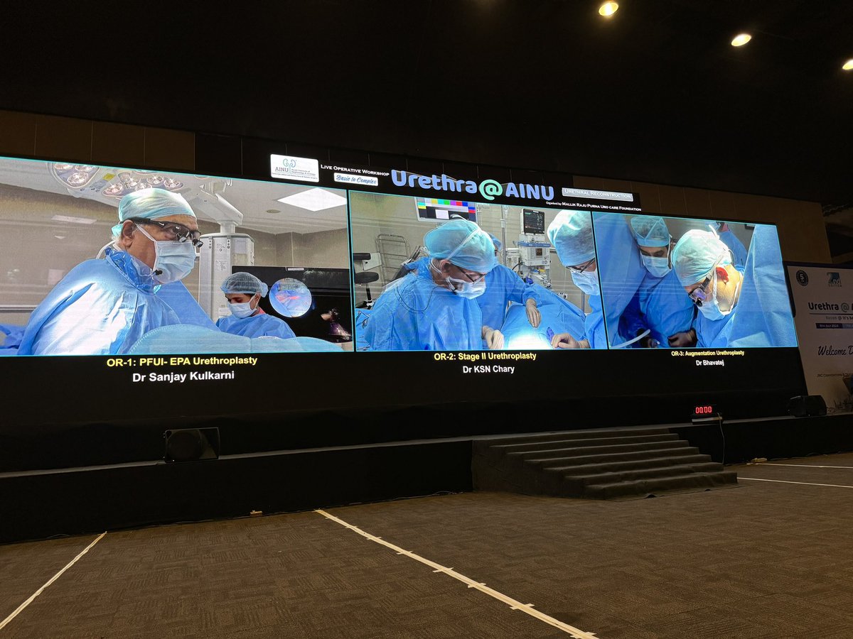 V honoured to be thought good enough to be on the operating faculty with 2 of my surgical heroes <a href="/sanjaybkulkarni/">Dr Sanjay Kulkarni</a> and <a href="/drjoshi_pankaj/">Pankaj M Joshi</a> Only an Indian conference would have 25 #urerthroplasty in 2 days on MASSIVE 4K screens. It’s like the Avengers assemble! Cinema for GURS geeks