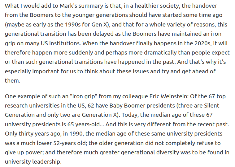 lpolovets's tweet photo. Fascinating email exchange between Mark Zuckerberg and Peter Thiel that discusses millennials, boomers, and generational power shifts. https://t.co/p4BVrJKniO

Here's an excerpt: https://t.co/GMqLpZ6B69